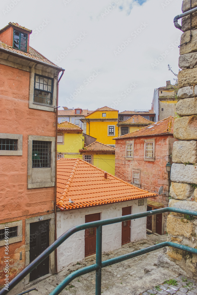 Porto, Portugal -  houses with orange tiled roofs