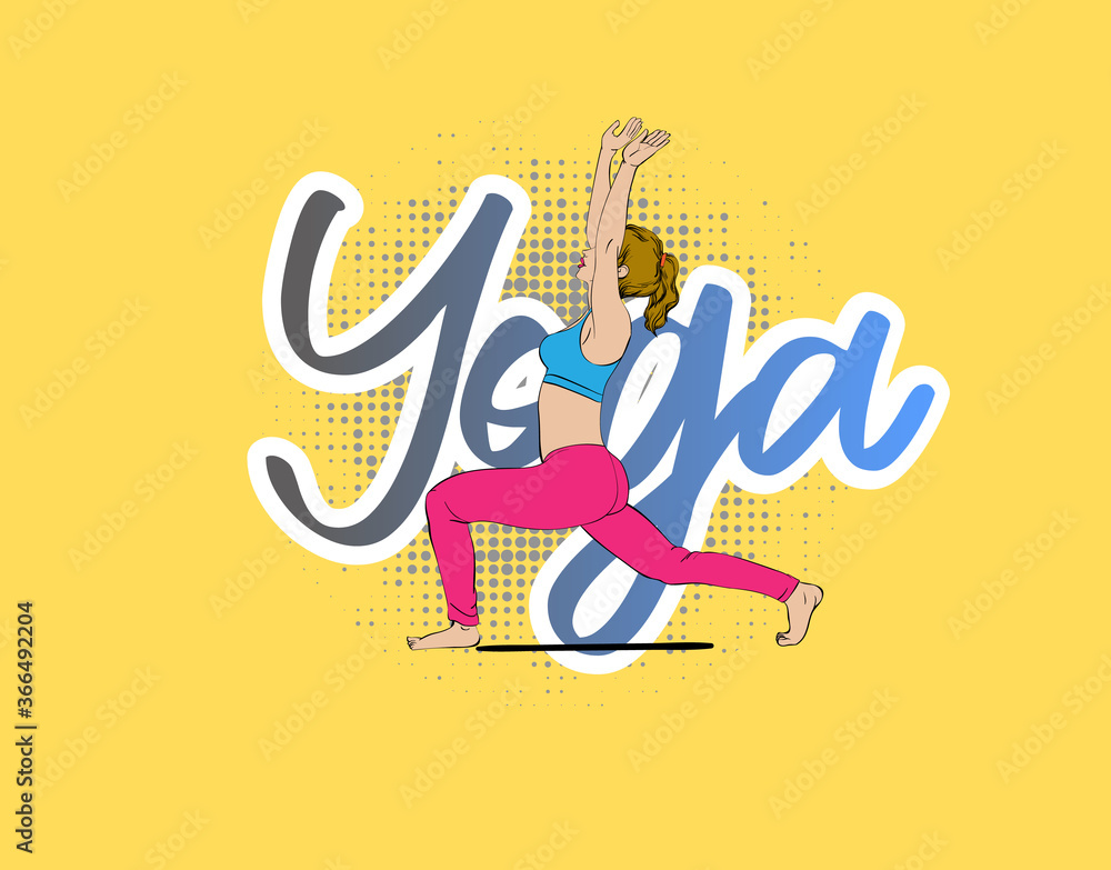 Obraz premium Sport creative poster design. Cartoon style girl runs on white background. Vector illustration.