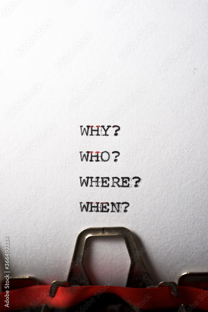Why, who, where and when questions Stock Photo | Adobe Stock