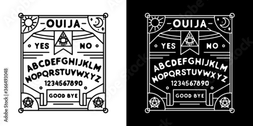 Ouija Board, Ouija Monoline, Ouija Game Vector Illustration