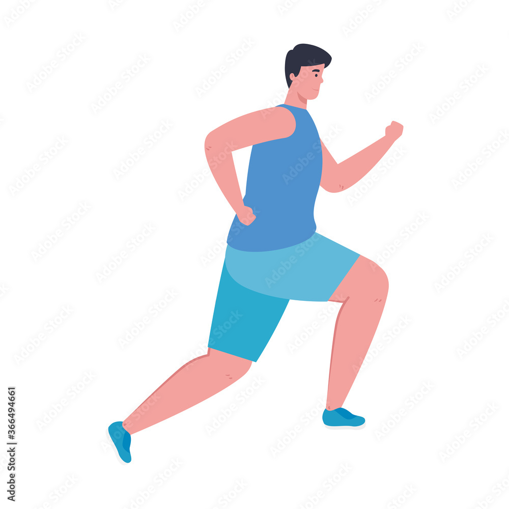 Fototapeta premium man running, man in sportswear jogging, male athlete, sporty person vector illustration design