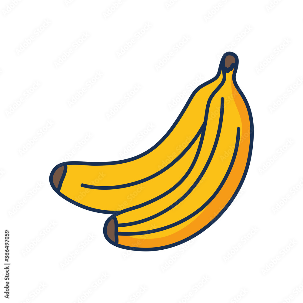 bananas fruit icon, line fill style