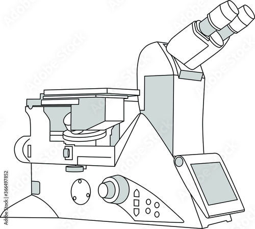 vector microscope contour drawing gray color