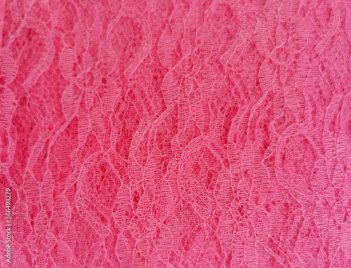 Pink lace fabric textile texture to background