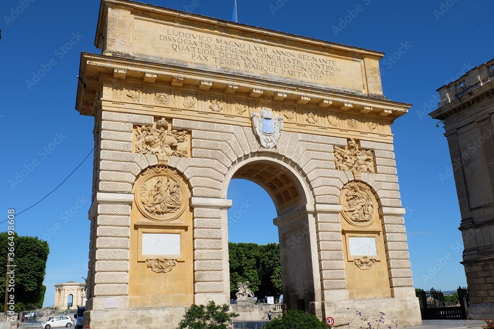 The Porte du Peyrou, triumphal arch in Montpellier, France