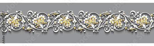 Modern vector volumetric floral stripe background.