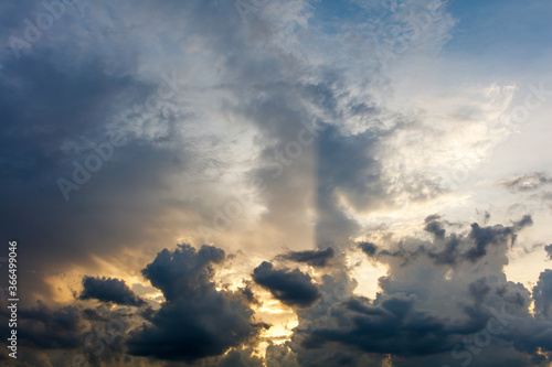 Dramatic sunset sky with clouds