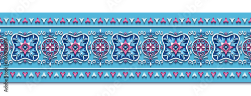 Modern volumetric ornamental stripe background.