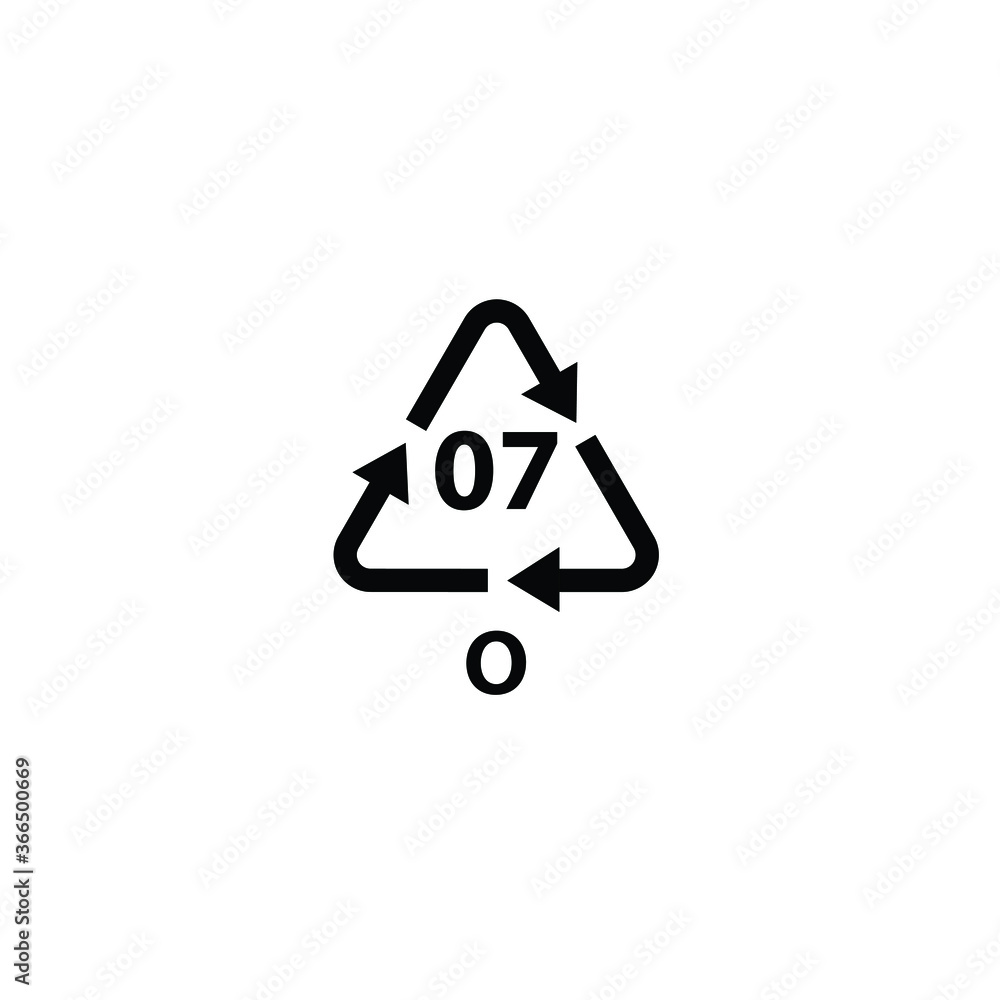 Plastic recycling symbol O 7 , Plastic recycling code PP 5 , vector