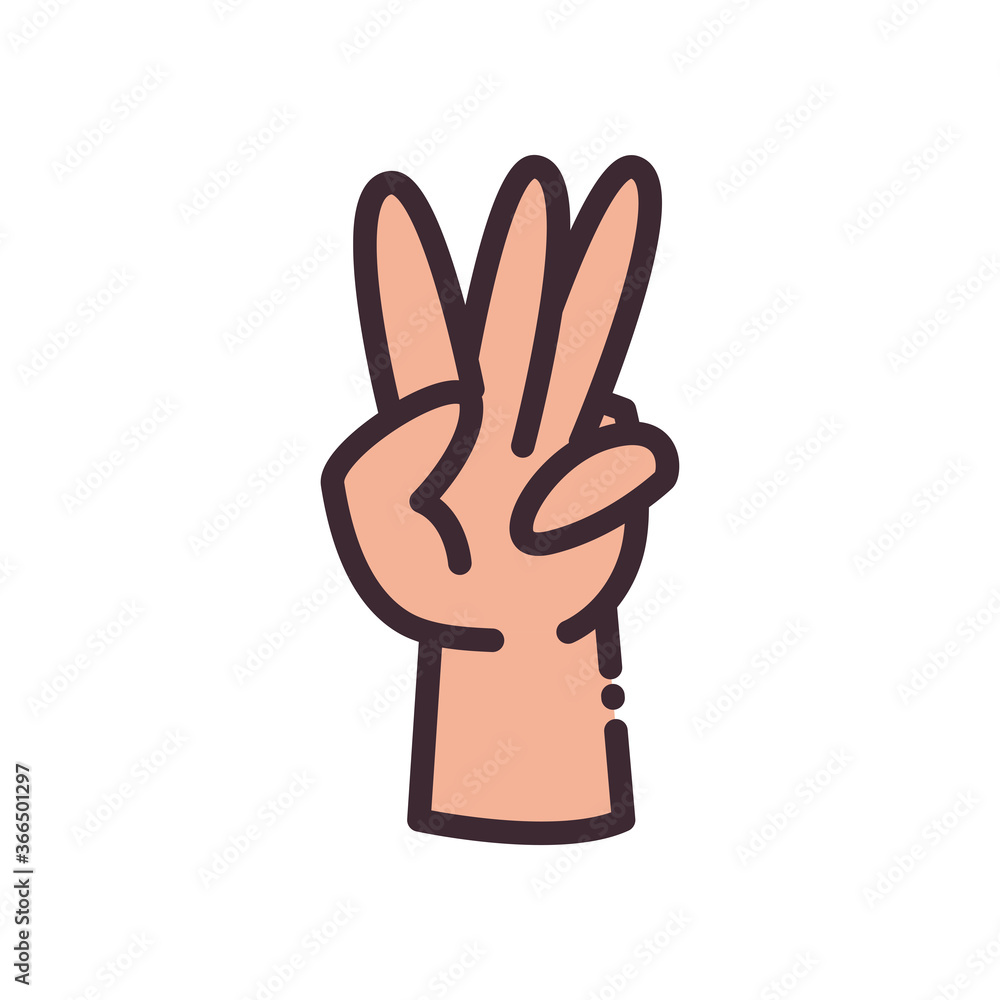three gesture with hand line and fill style icon vector design three gesture with hand line and fill style icon vector design