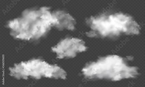 Realistic transparent cloud. Texture of clouds for template decoration, web and print, realistic texture for storm and sky. Vector Illustrations.