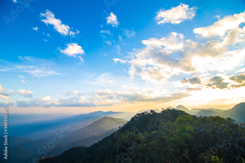 Majestic sunset in the mountains landscape colorful sky with cloud