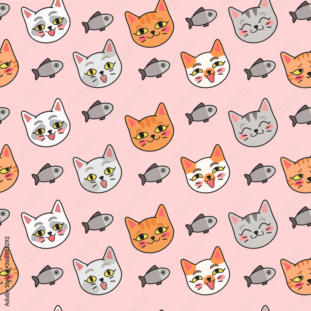 Cute cats colorful seamless background pattern Cute cats colorful seamless background pattern