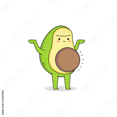 Cute Avocado Cartoon Character Illustration getting fat