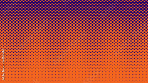 Vector color dots background. Abstract halftone texture. Blue particles of different sizes on orange background.