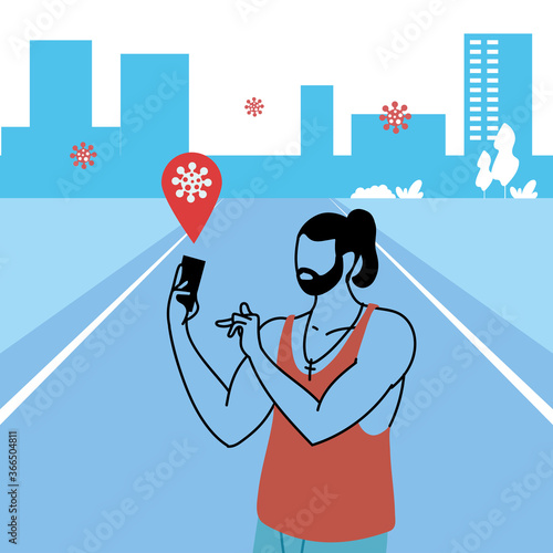 man with virus tracking location app