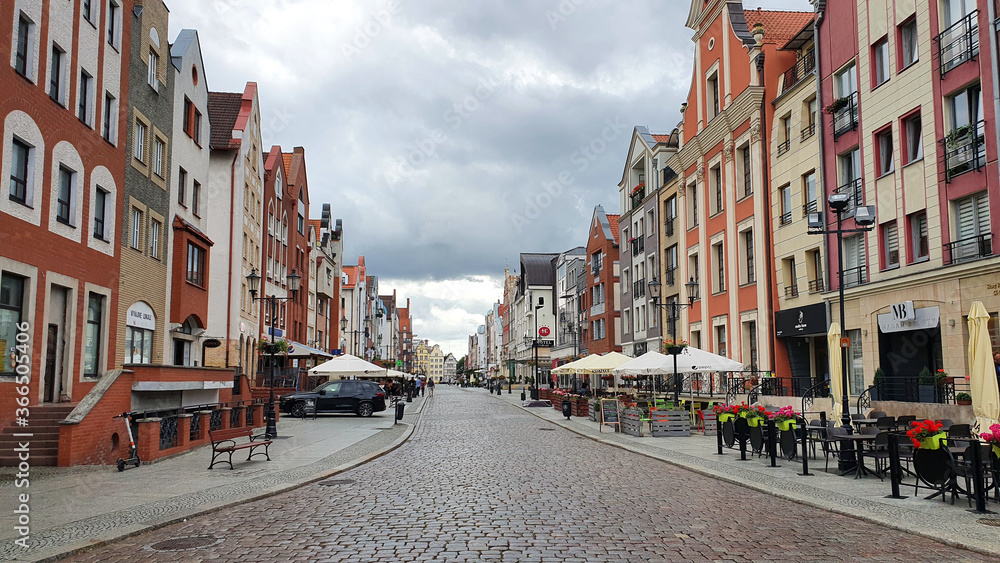 Elblag, Poland - July 21, 2020: Old Town of Elblag, Poland