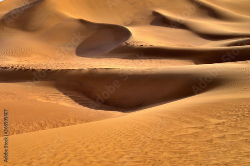 The formation of sand dune caused by the wind in Gobi Desert 
