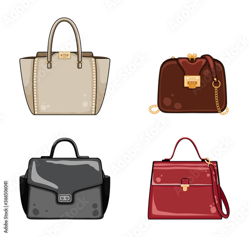 Woman color bags Designer Ladies Handbag collection. Fashionable and trendy handbags.