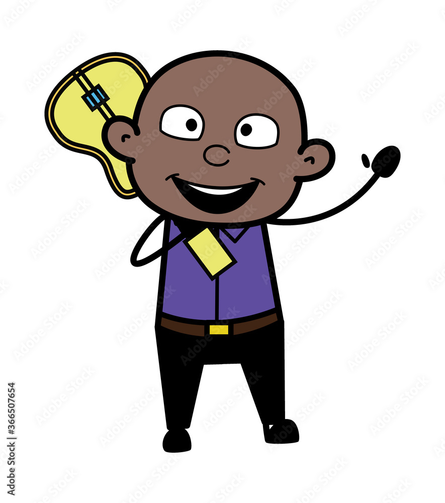 Cartoon Bald Black Man Holding Guitar Cartoon Bald Black Man Holding Guitar