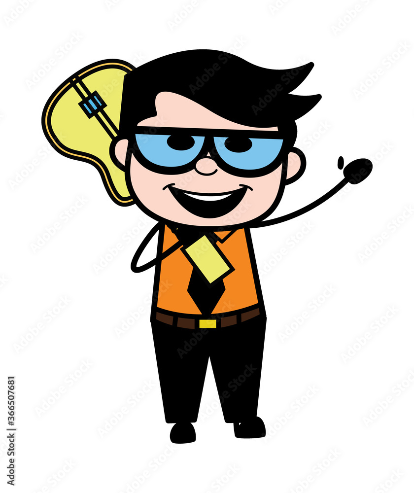 Cartoon Businessman Holding Guitar Cartoon Businessman Holding Guitar