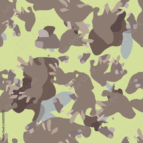 Urban camouflage of various shades of green, brown and blue colors