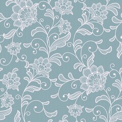 Wandcirkels Bloemenprints patronen Naadloos kanten bloemenpatroon vintage stijl  © Tashsat