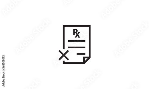 Prescription icon in flat style. Rx document vector illustration on white isolated background. Paper business concept. © Dori