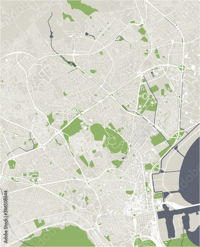 map of the city of Tunis, Tunisia