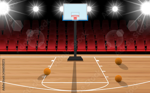 wooden basketball court in the hall