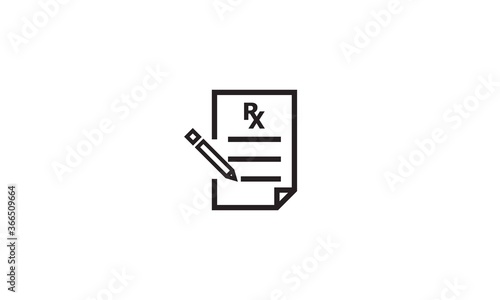 Prescription icon in flat style. Rx document vector illustration on white isolated background. Paper business concept.