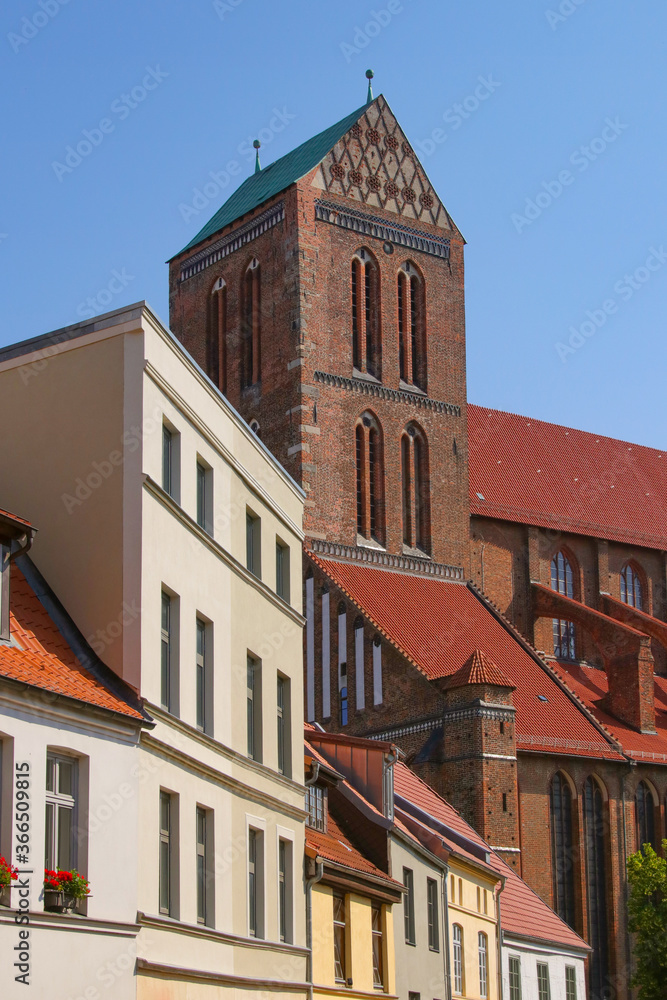 The St. Nikolai Church in the old town of the hanseatic town Wismar, Baltic Sea, Germany