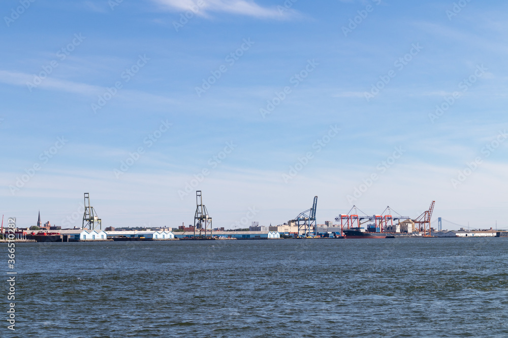 Shipping and Industrial Area on the Riverfront of Brooklyn New York