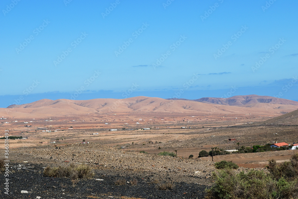 Mountainous landscape from the center of the Canary Island Spanish Fuerteventura
