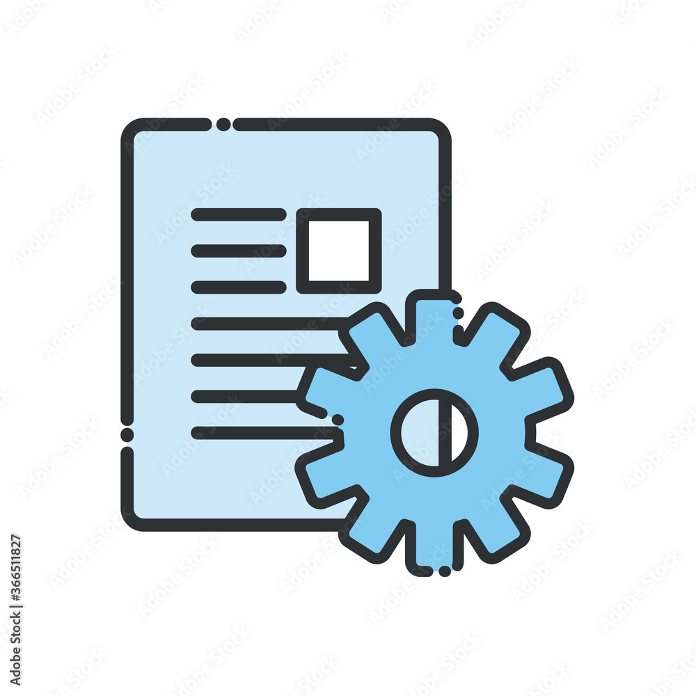 document with gear line and fill style icon vector design document with gear line and fill style icon vector design