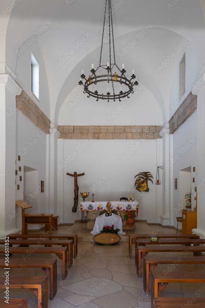 The interior of the Deir Al-Mukhraqa Carmelite Monastery in northern Israel