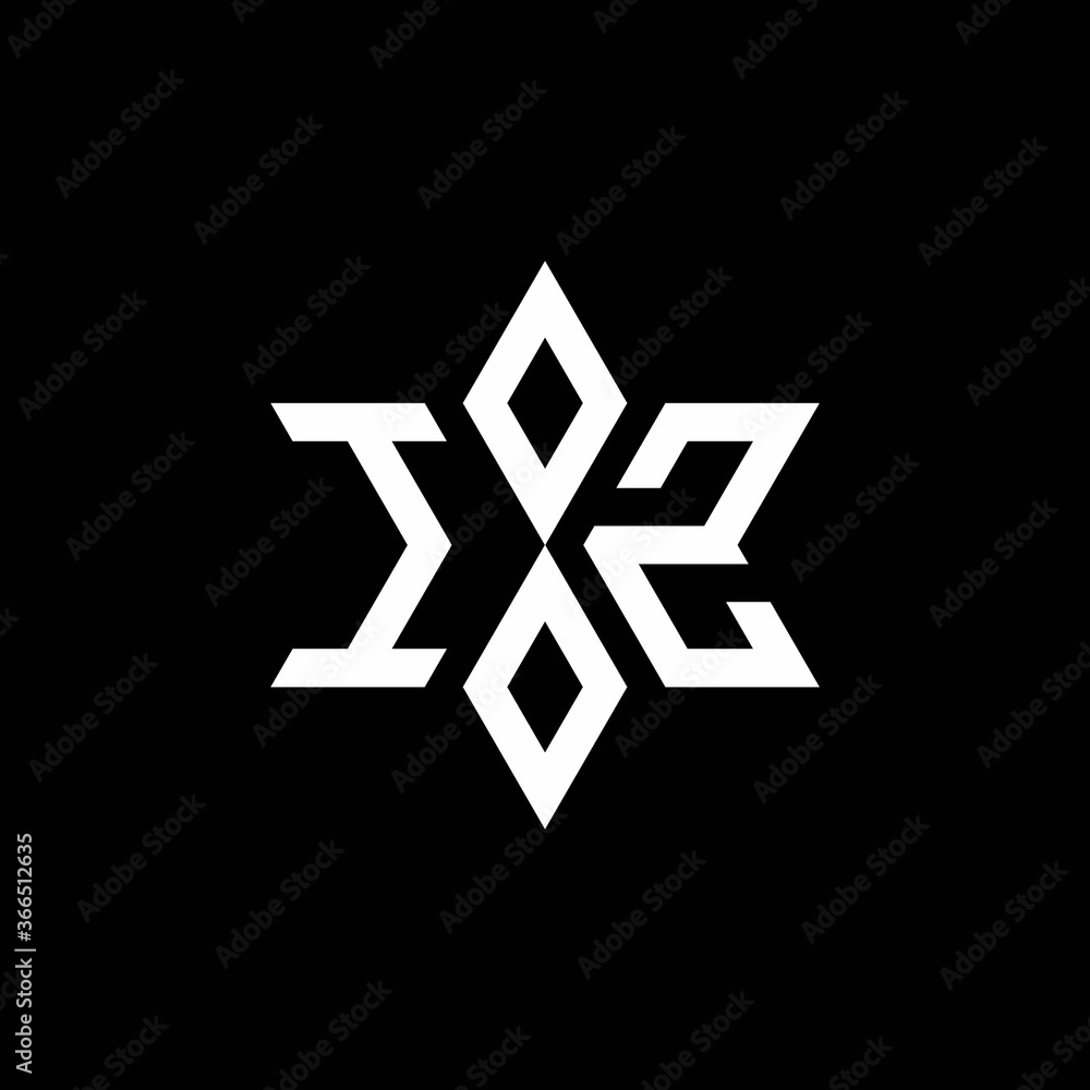 IZ monogram logo with star shape and luxury style IZ monogram logo with star shape and luxury style