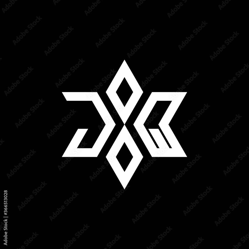 JQ monogram logo with star shape and luxury style JQ monogram logo with star shape and luxury style