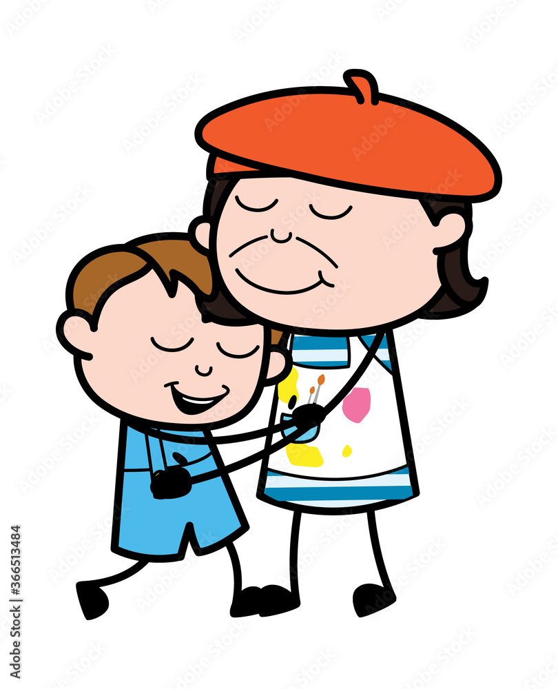 Cartoon Artist Giving a Hug Cartoon Artist Giving a Hug