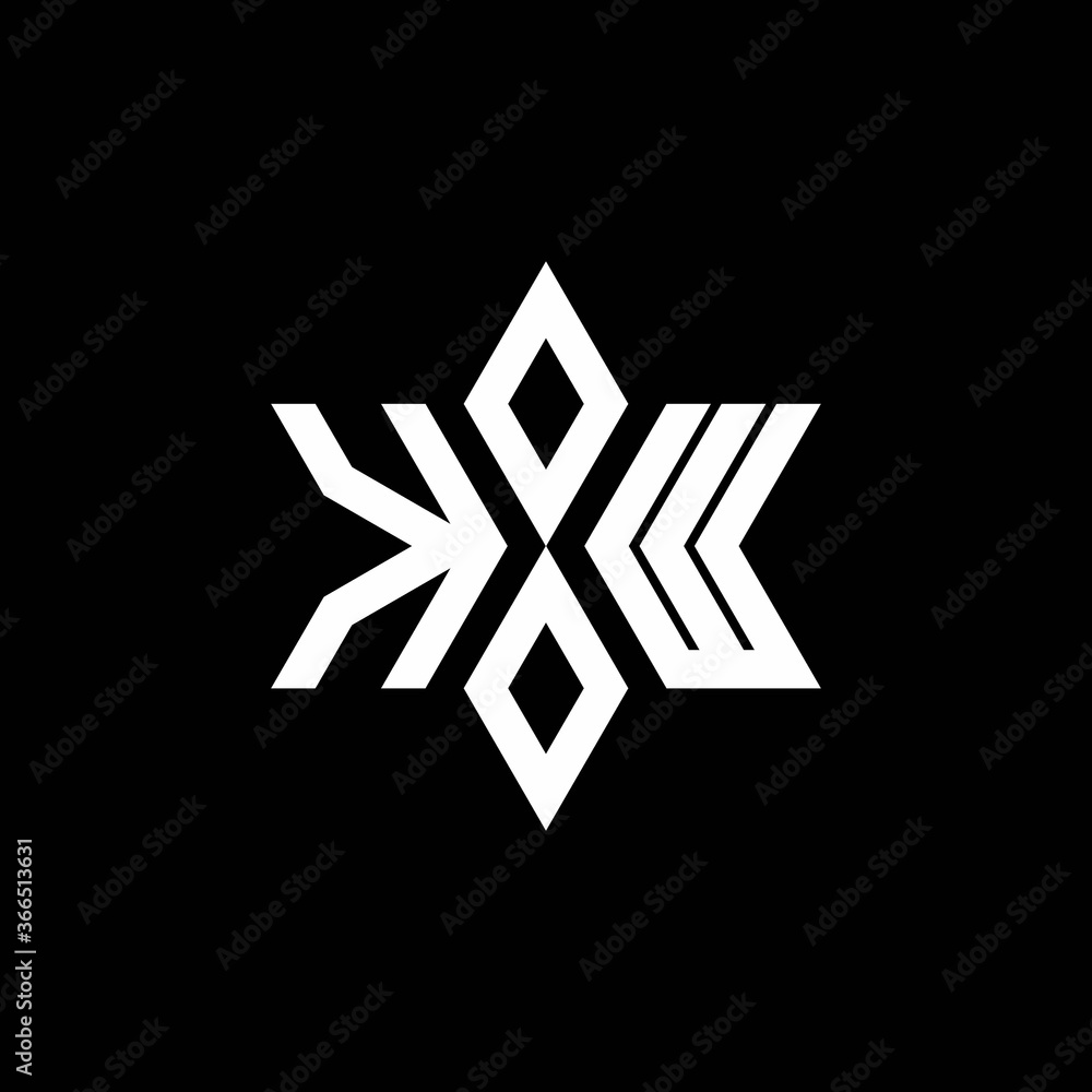 KW monogram logo with star shape and luxury style KW monogram logo with star shape and luxury style