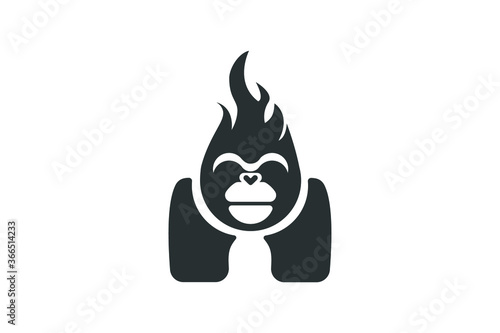 illustration of gorilla animals with monochrome style suitable for icons and logos