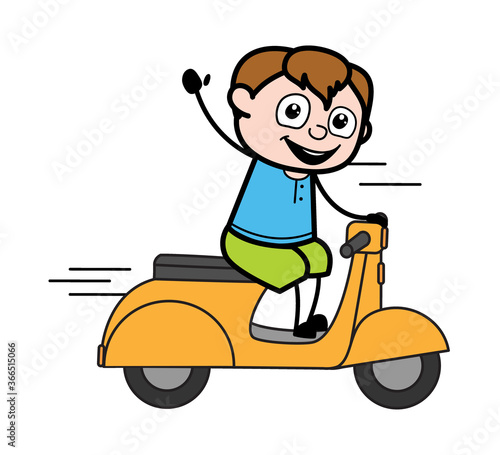 Cartoon Teen Boy Riding Scooter photo