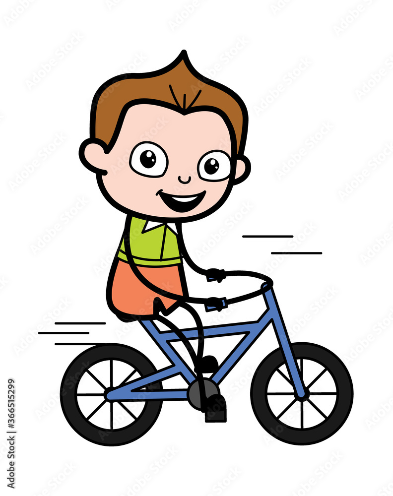 Cartoon Schoolboy Riding bicycle