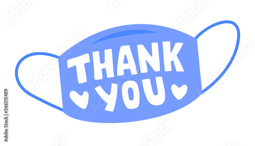 Thank you text on face mask