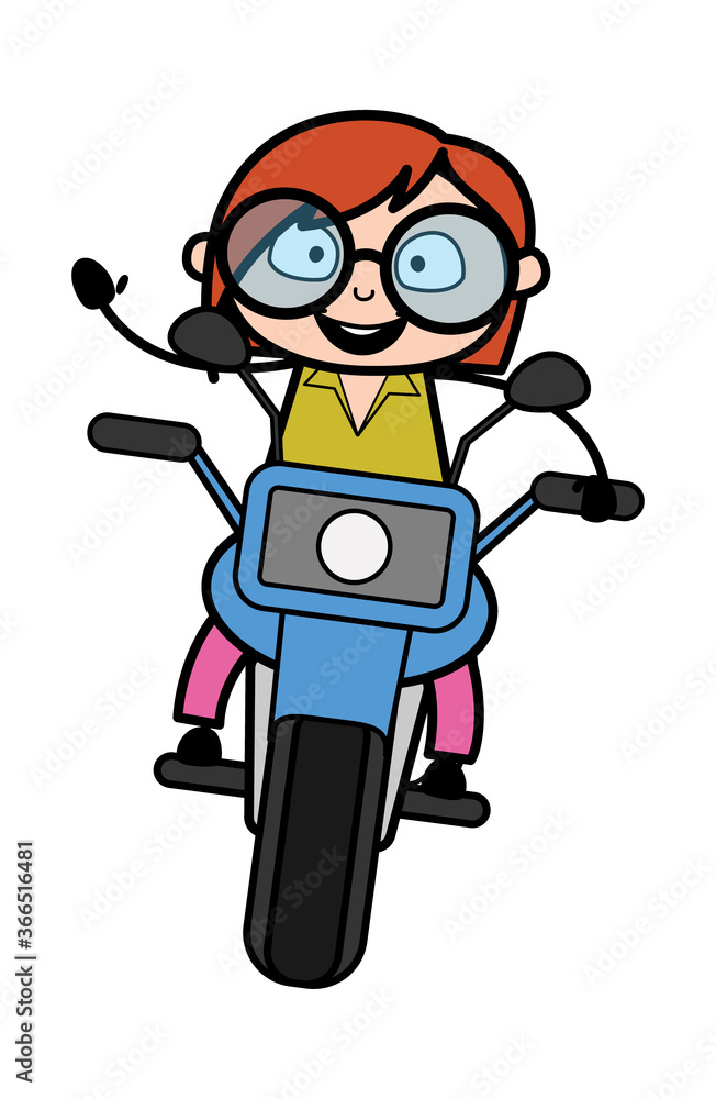 Cartoon Teacher Riding Motorbike Cartoon Teacher Riding Motorbike