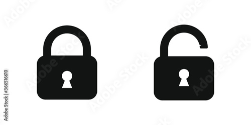 Lock icon . Flat lock on white background .Padlock vector illustration . Security concept .locked and unlocked . 10 eps