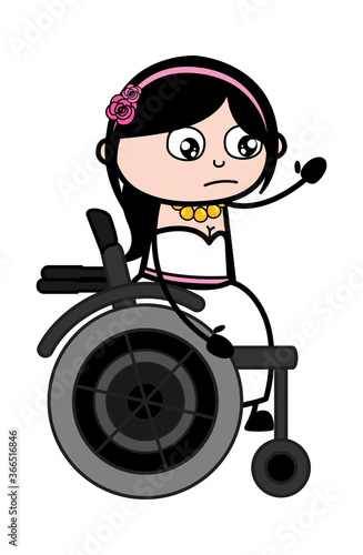 Cartoon Bride on Wheel Chair