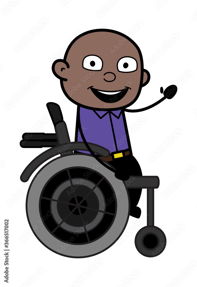 Cartoon Bald Black Man on Wheel Chair Cartoon Bald Black Man on Wheel Chair