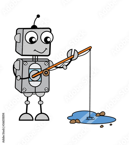 Cartoon Robot Fishing