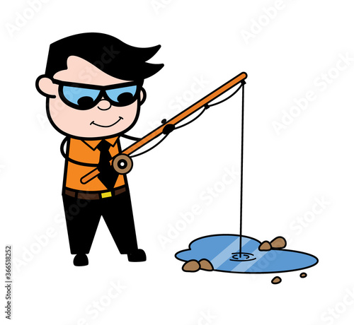 Cartoon Businessman Fishing